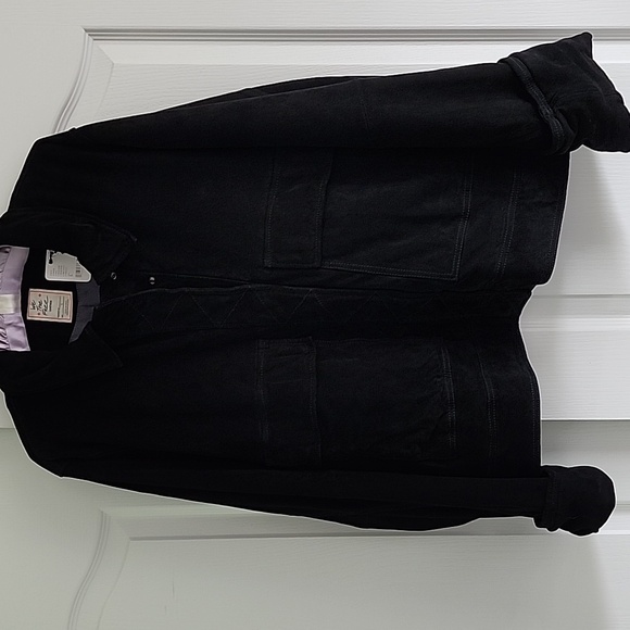 Free People We The Free Suzy black suede leather jacket size Large Chore Coat - Picture 6 of 16